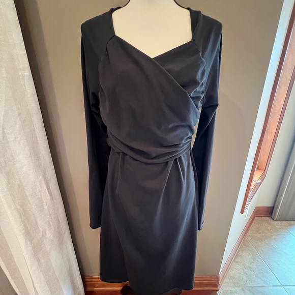 Prana Dresses & Skirts - Prana Women's Black Tally Dress Cross Front Faux Wrap Long Sleeve, Size XL
